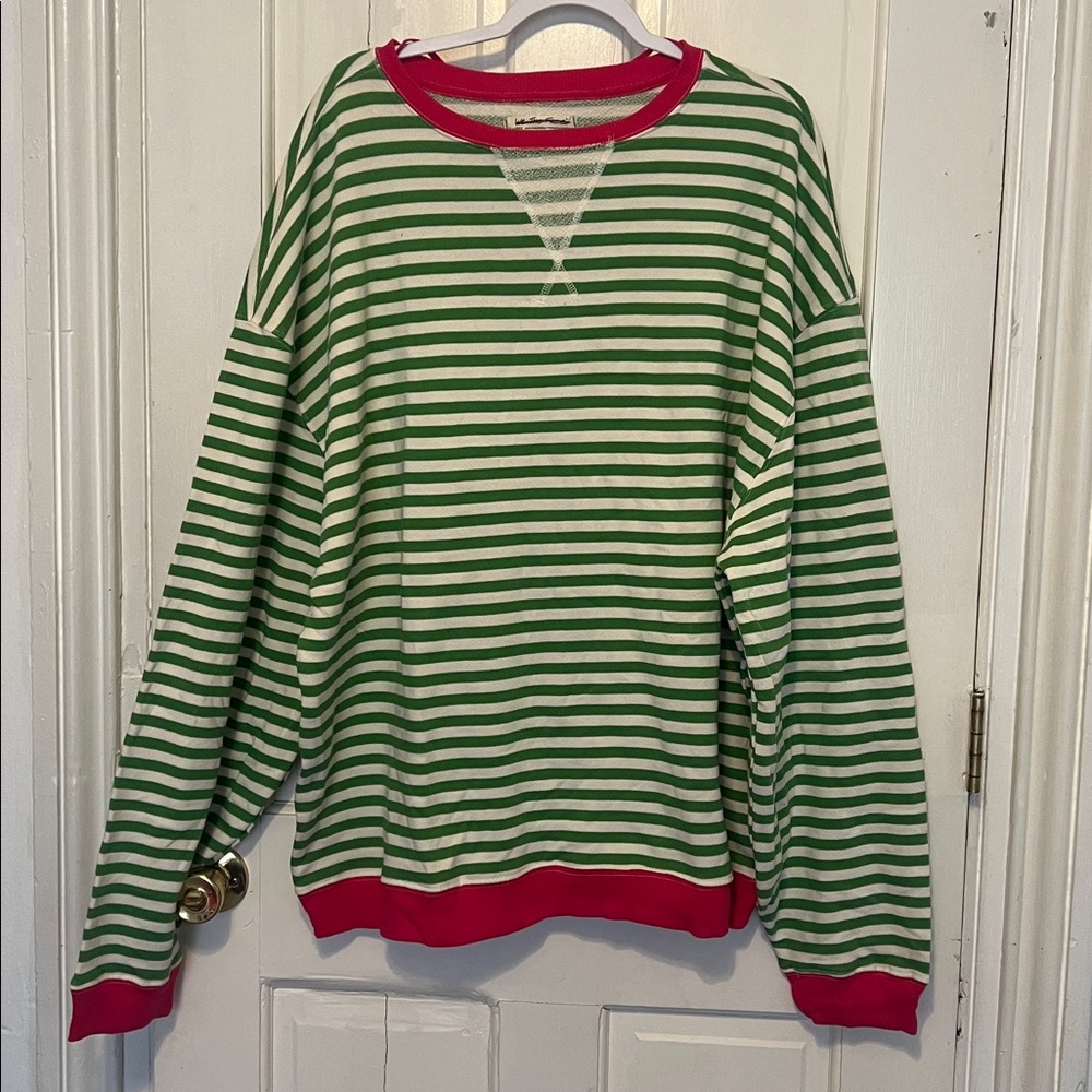 Free people classic striped crewneck in pink clover combo size small NWOT - Picture 2 of 4